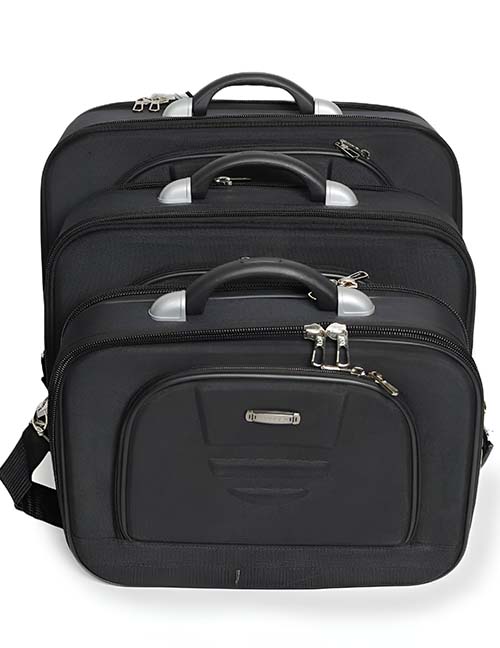 شنط كمبيوتر مقاس كبير كتف للاب توب والاوراق 3 سوست وقفل بباسورد ويد بلاستيكية ودراع قابل التعديل 