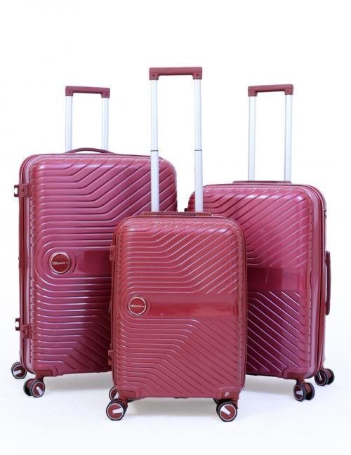 طقم شنط سفر سيليكون ضد الكسر ماركة ميلانو مصنوع من مادة (Polycarbonate) مكون من ثلاث مقاسات 22 26 30