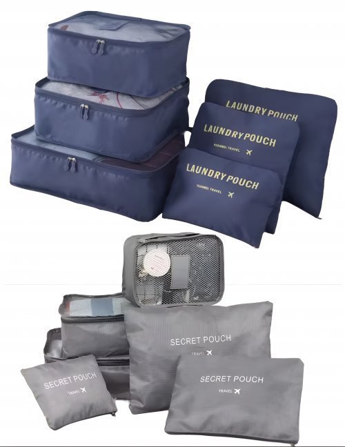 طقم منظمات شنط السفر ماركةLaundry pouch ٦ قطع خامة أكسفورد  سهلة التنظيف بسوستة