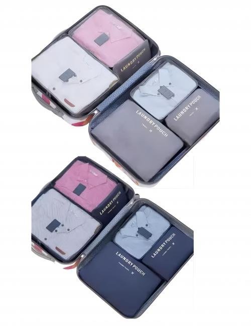 طقم منظمات شنط السفر ماركةLaundry pouch ٦ قطع خامة أكسفورد  سهلة التنظيف بسوستة