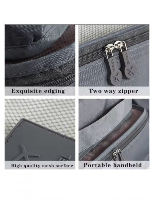 طقم منظمات شنط السفر ماركةLaundry pouch ٦ قطع خامة أكسفورد  سهلة التنظيف بسوستة