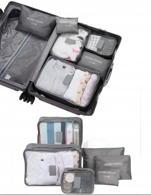 طقم منظمات شنط السفر ماركةLaundry pouch ٦ قطع خامة أكسفورد  سهلة التنظيف بسوستة